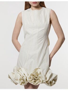 Karen Millen Cream Pearl Rosette Hem Mini Dress